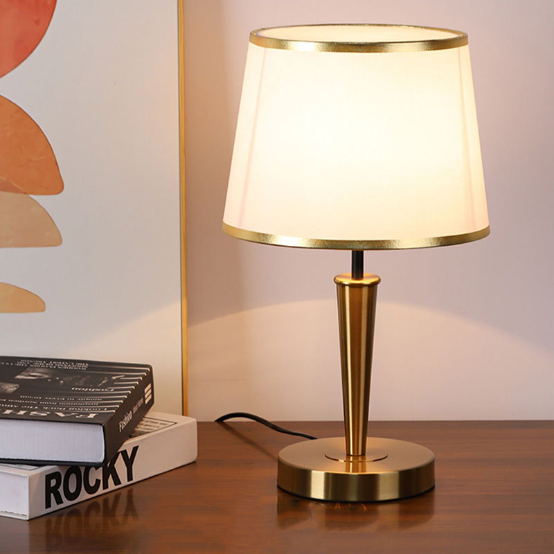 Drum Iron Fabric Linen Table Lamp