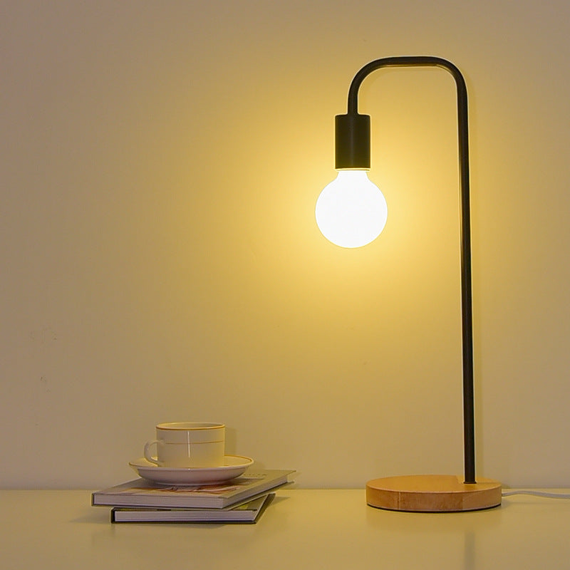Bent Iron Wood Living Table Lamp