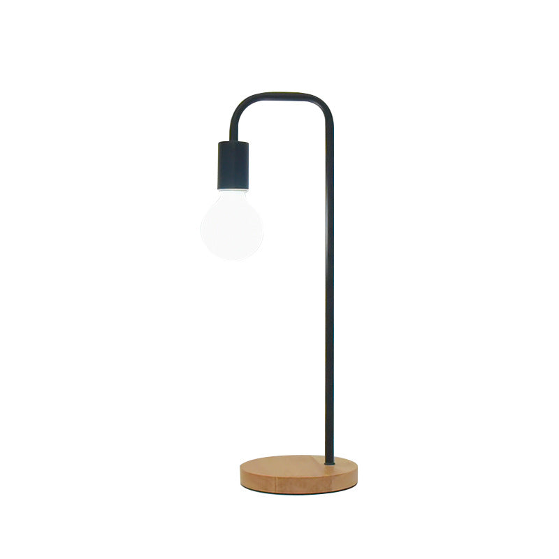 Bent Iron Wood Living Table Lamp