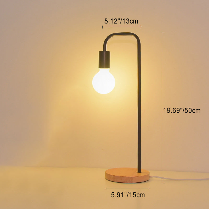 Bent Iron Wood Living Table Lamp