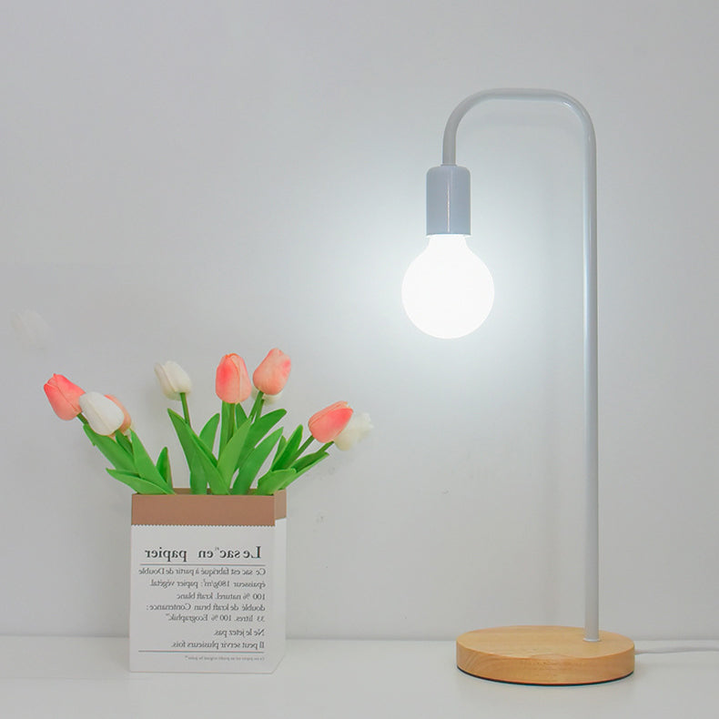 Bent Iron Wood Living Table Lamp