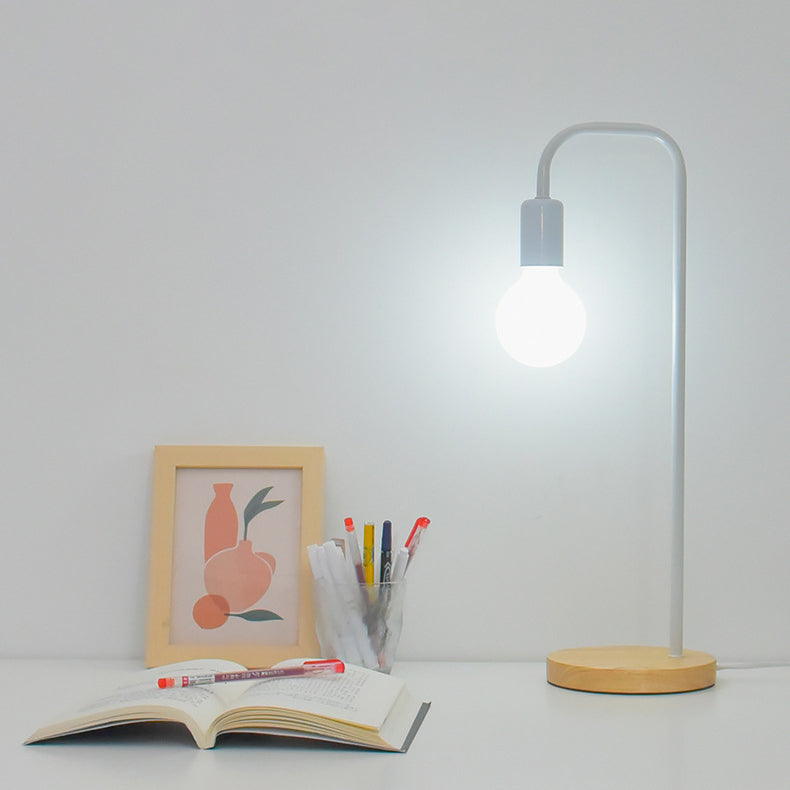 Bent Iron Wood Living Table Lamp