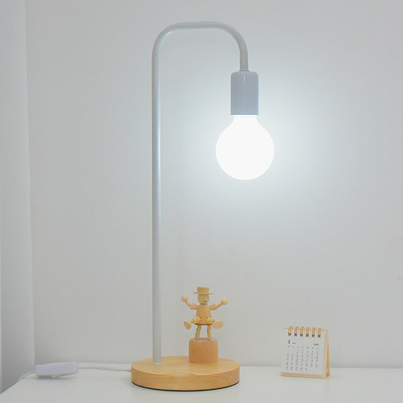 Bent Iron Wood Living Table Lamp