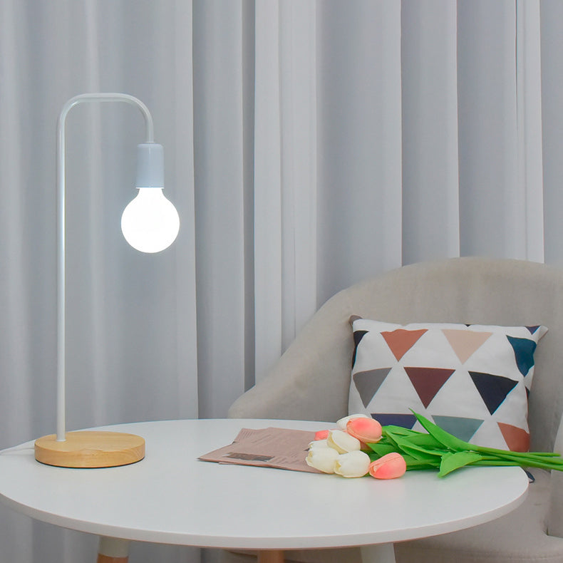 Bent Iron Wood Living Table Lamp