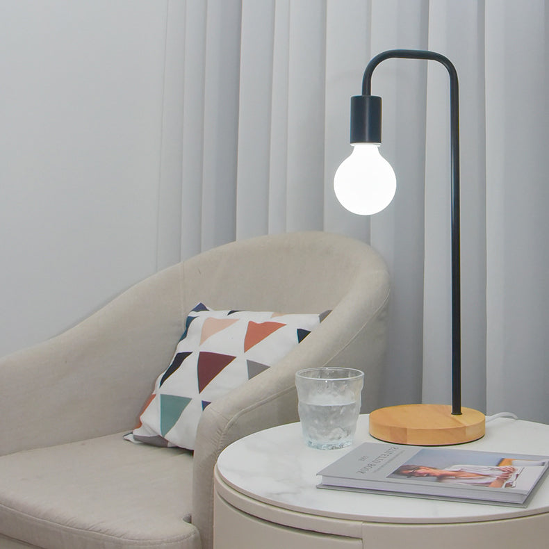 Bent Iron Wood Living Table Lamp