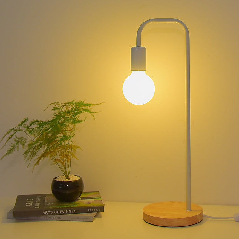 Bent Iron Wood Living Table Lamp