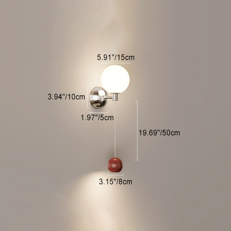 Iron Glass Globe Bedroom Wall Lamp