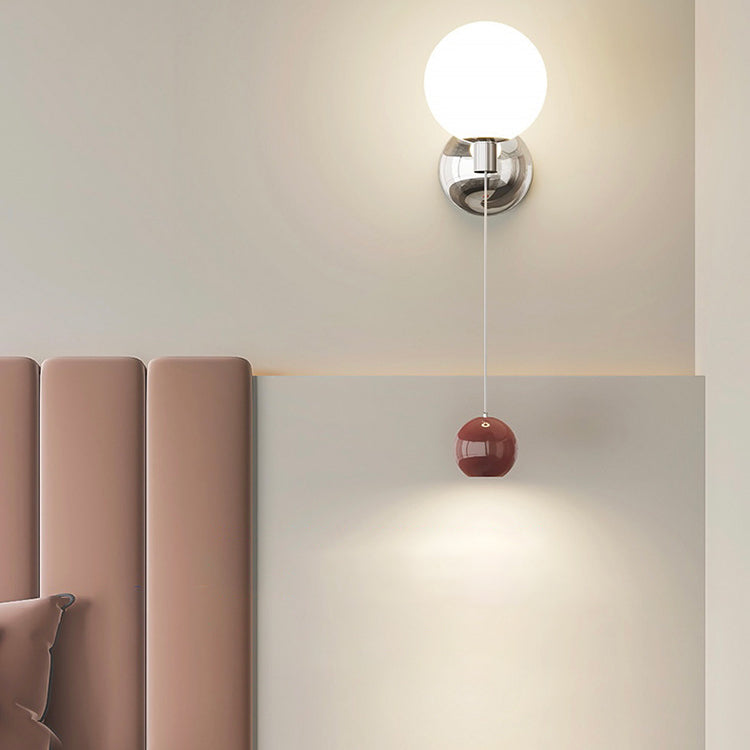 Iron Glass Globe Bedroom Wall Lamp