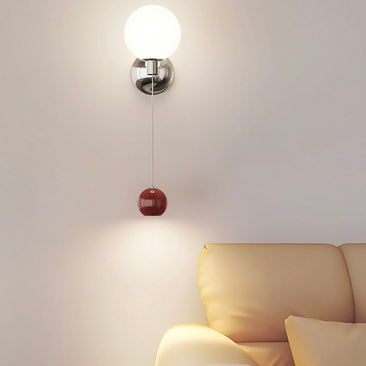 Iron Glass Globe Bedroom Wall Lamp