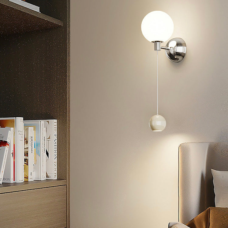Iron Glass Globe Bedroom Wall Lamp