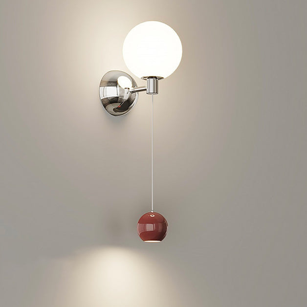 Iron Glass Globe Bedroom Wall Lamp