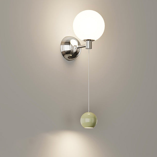 Iron Glass Globe Bedroom Wall Lamp