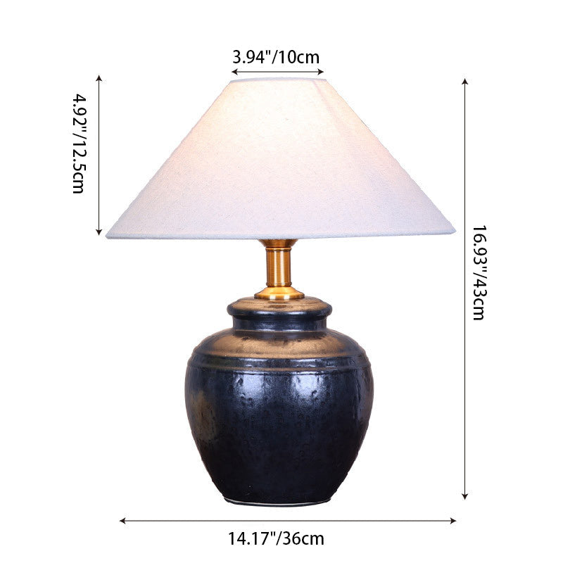 Oval Cylinder Round Jar-like Table Lamp