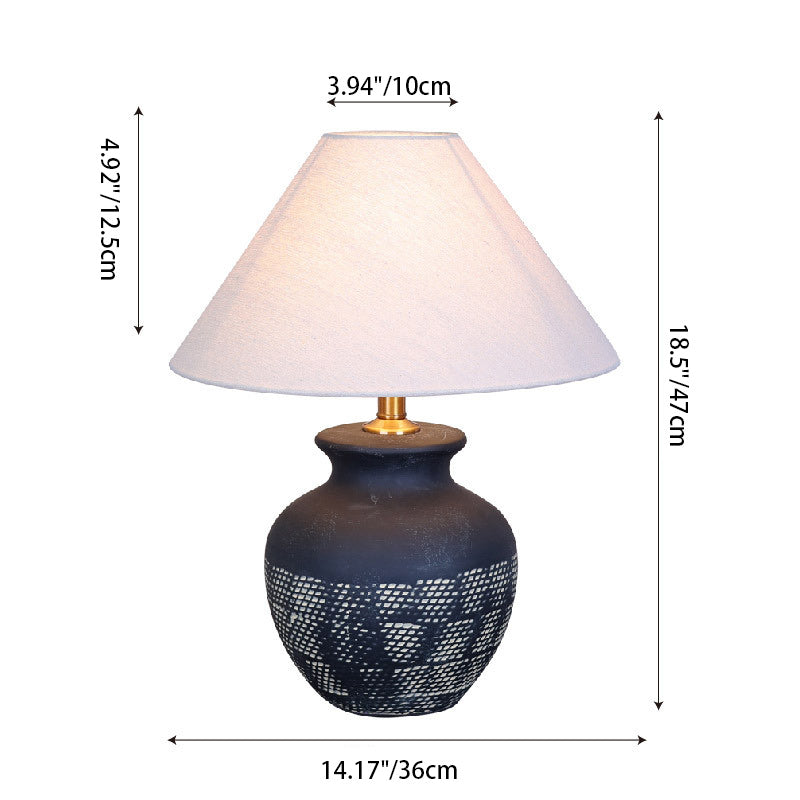Oval Cylinder Round Jar-like Table Lamp