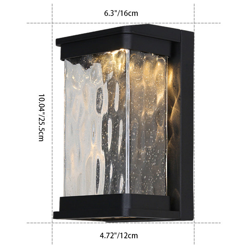 Rectangular Stone Textured Bubble Outdoor Light