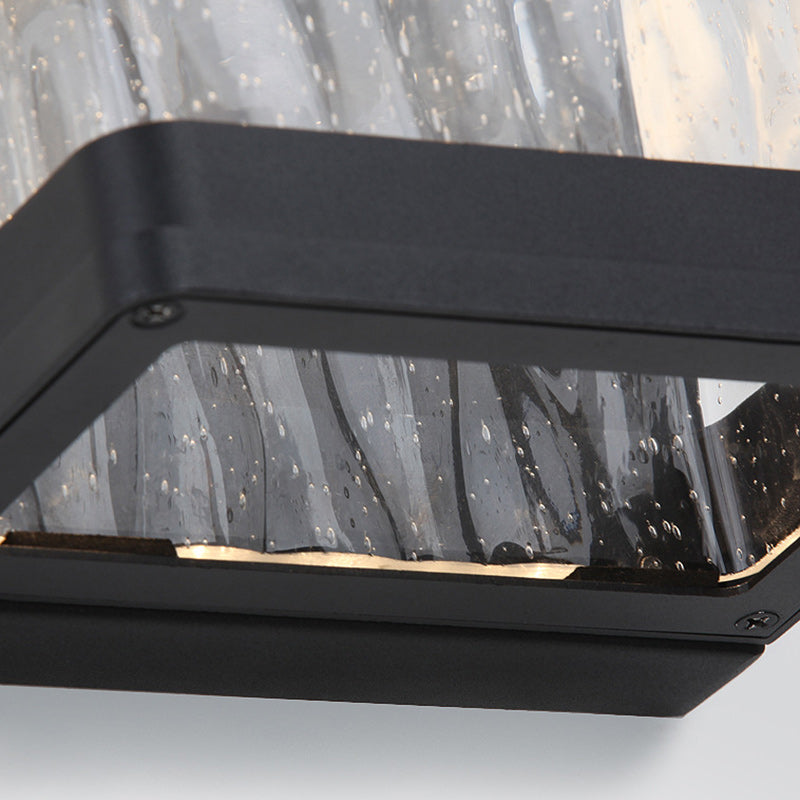 Rectangular Stone Textured Bubble Outdoor Light
