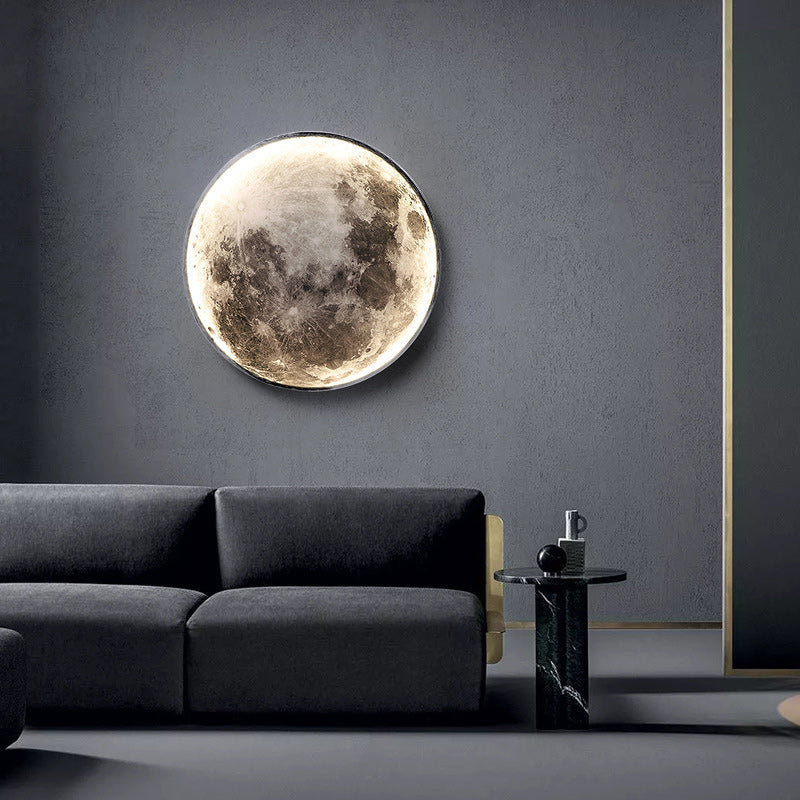 Round Moon Iron Acrylic Wall Lamp