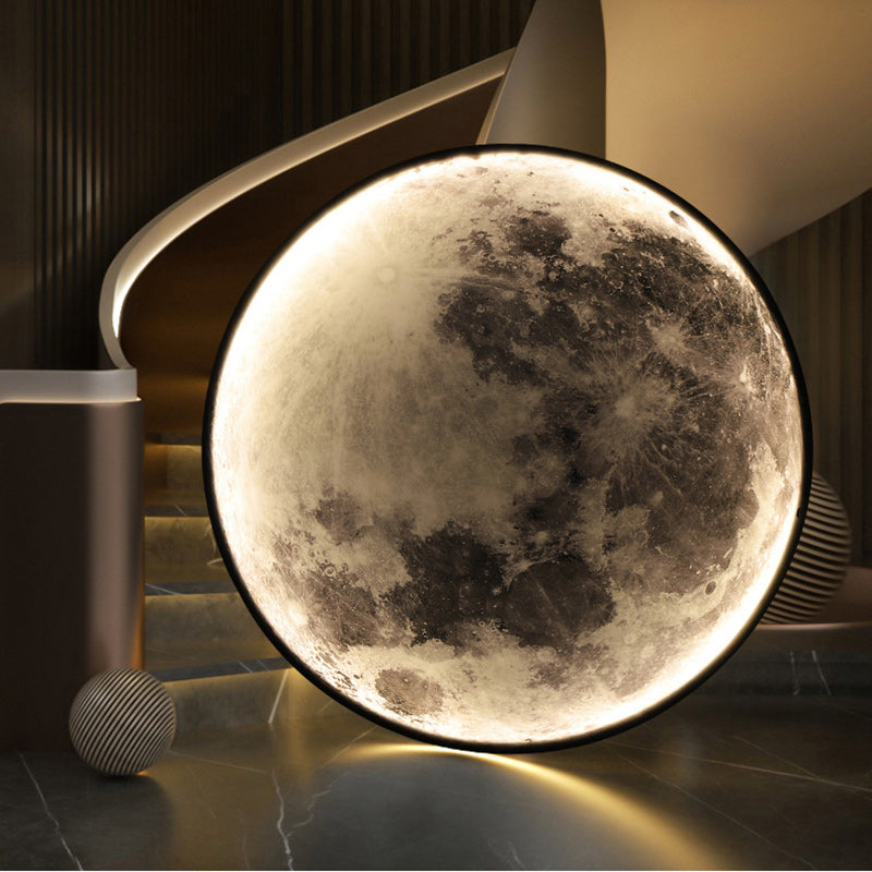 Round Moon Iron Acrylic Wall Lamp