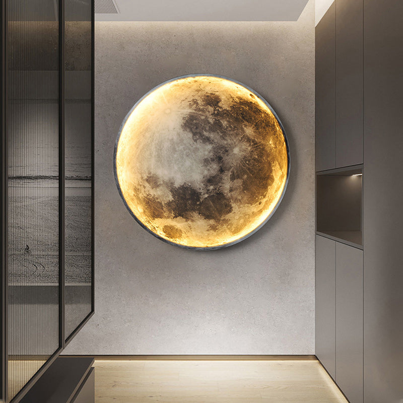 Round Moon Iron Acrylic Wall Lamp