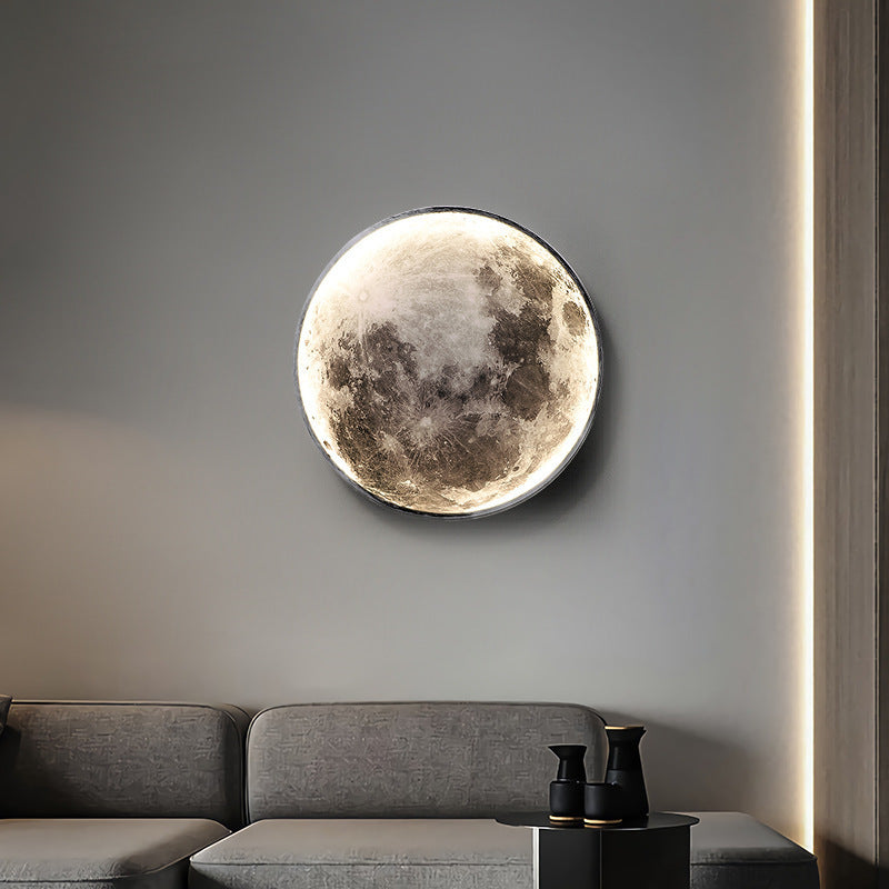 Round Moon Iron Acrylic Wall Lamp