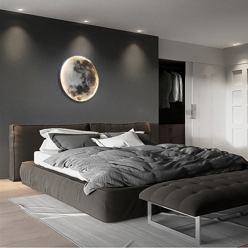 Round Moon Iron Acrylic Wall Lamp