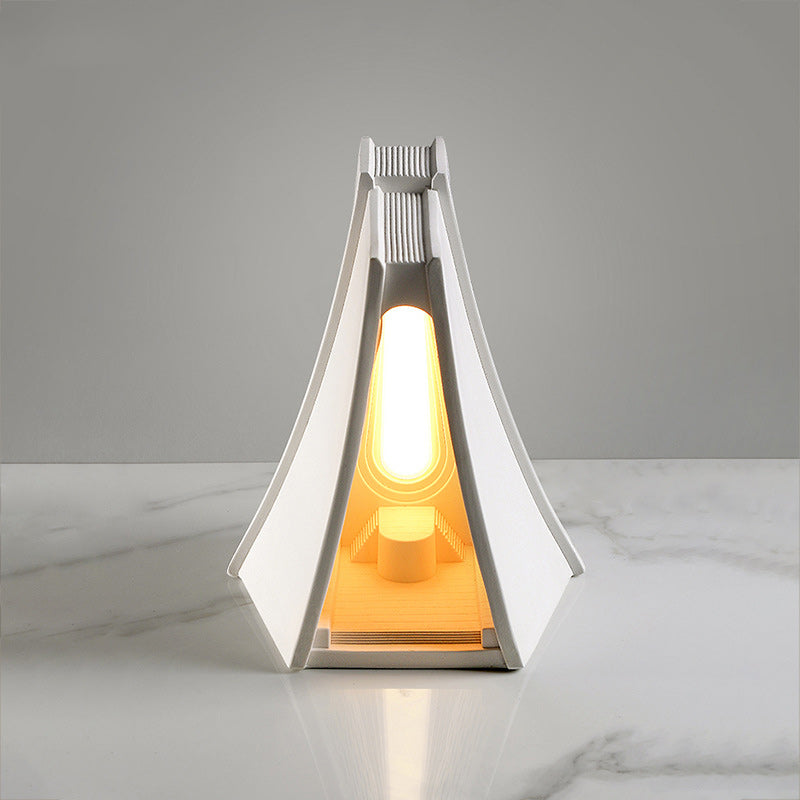 Prism Tower Plaster Bedroom Table Lamp