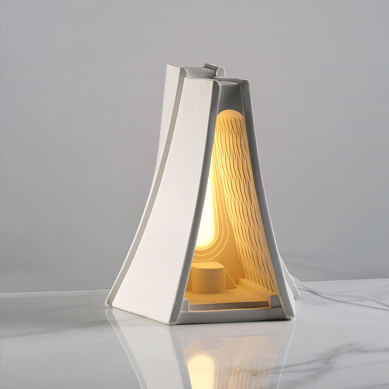 Prism Tower Plaster Bedroom Table Lamp