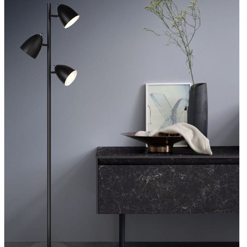 Cylinder Long Rod Iron 3-Light Floor Lamp
