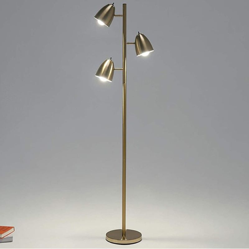 Cylinder Long Rod Iron 3-Light Floor Lamp