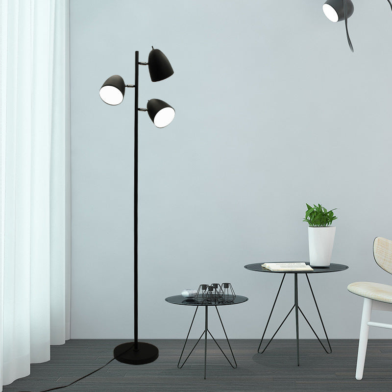 Cylinder Long Rod Iron 3-Light Floor Lamp