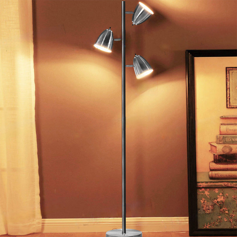 Cylinder Long Rod Iron 3-Light Floor Lamp