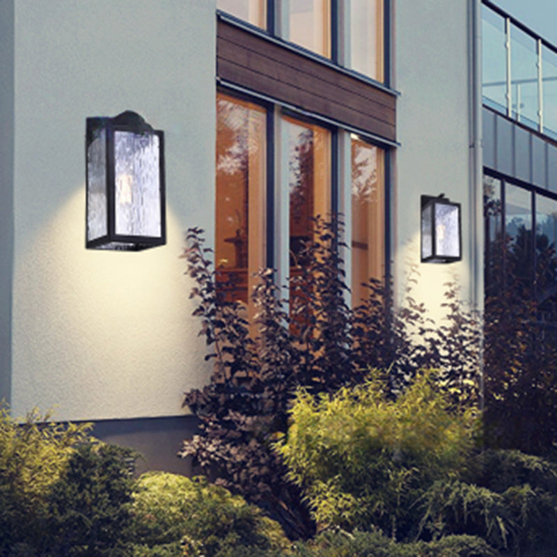 Rectangle Square Aqua Glass Outdoor Light