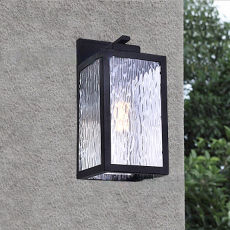 Rectangle Square Aqua Glass Outdoor Light