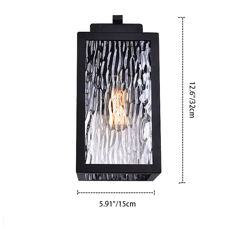 Rectangle Square Aqua Glass Outdoor Light