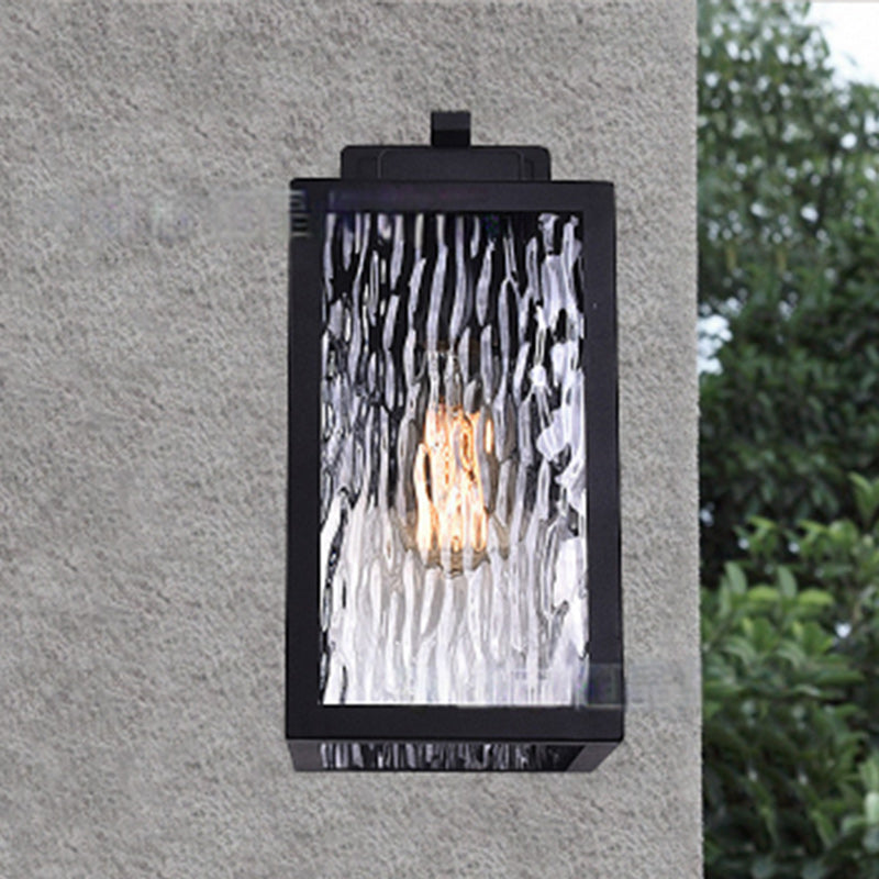 Rectangle Square Aqua Glass Outdoor Light