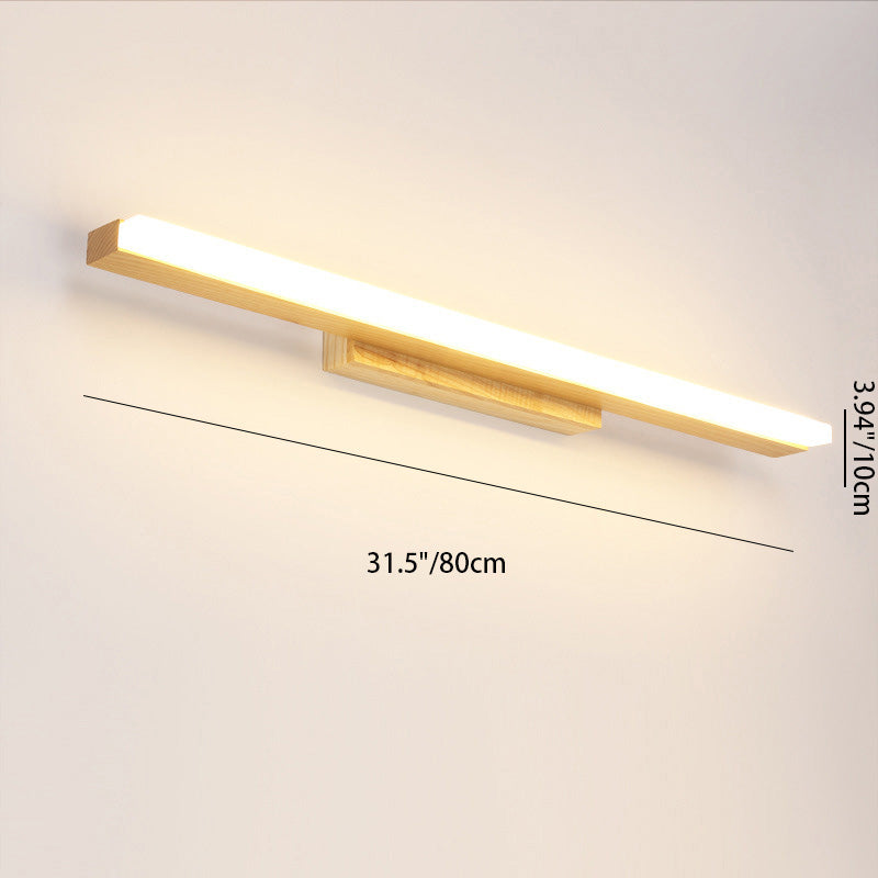 Rectangular Long Rubber Wood Wall Lamp