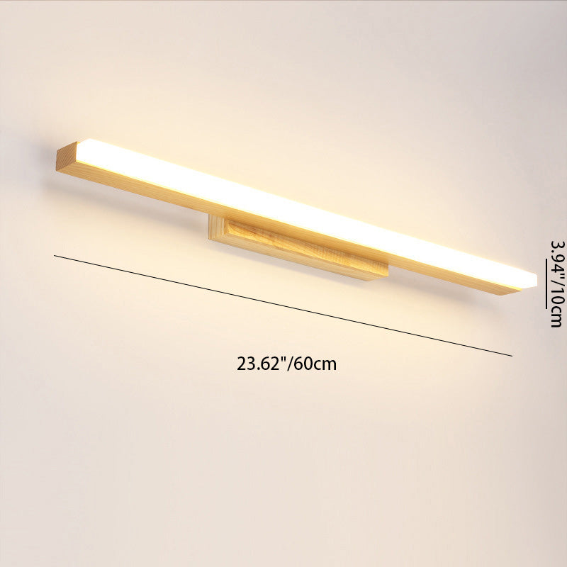Rectangular Long Rubber Wood Wall Lamp
