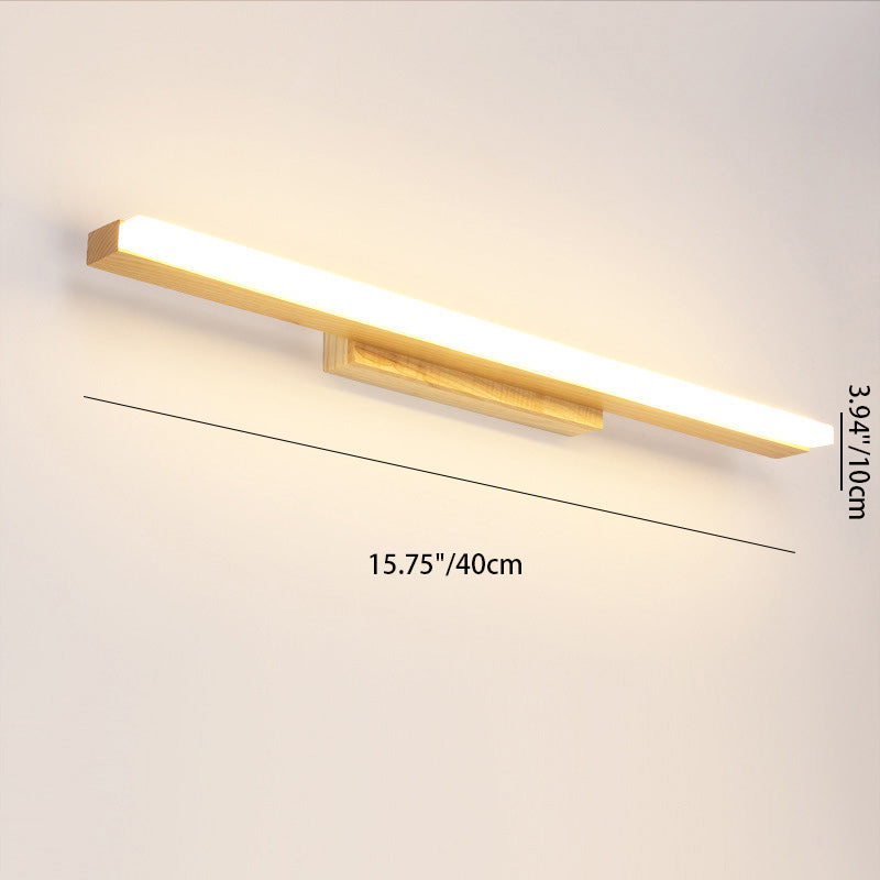 Rectangular Long Rubber Wood Wall Lamp