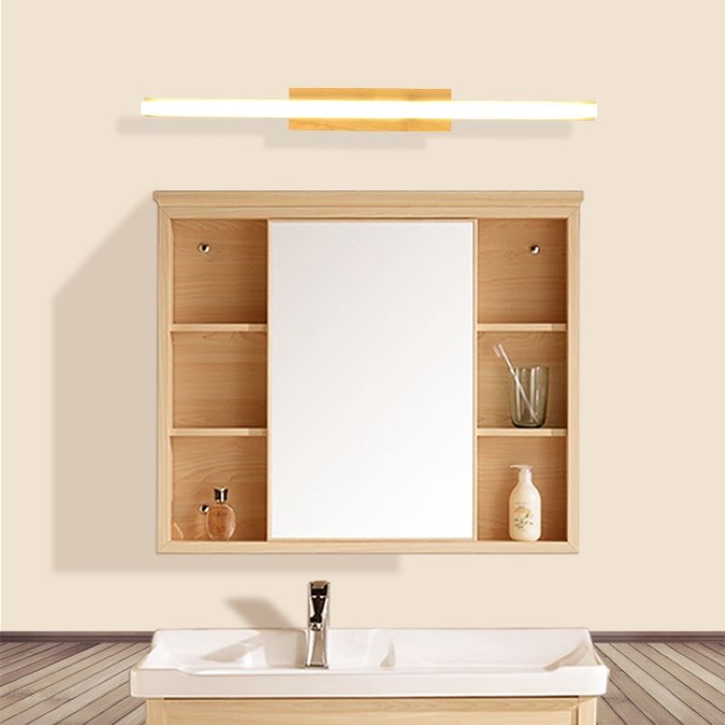 Rectangular Long Rubber Wood Wall Lamp