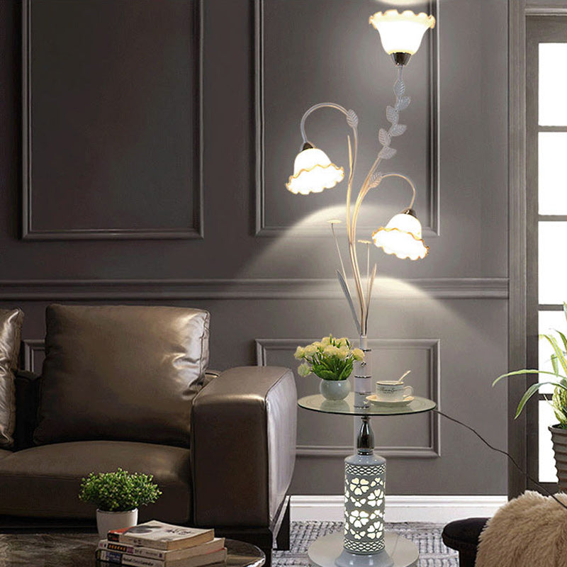 Round Cylinder Flower Chandelier 3-Light Floor Lamp