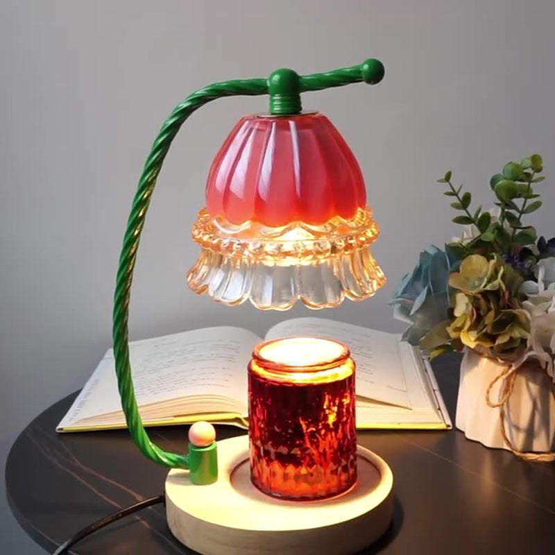 Cylinder Bellflower Disc Wood Table Lamp