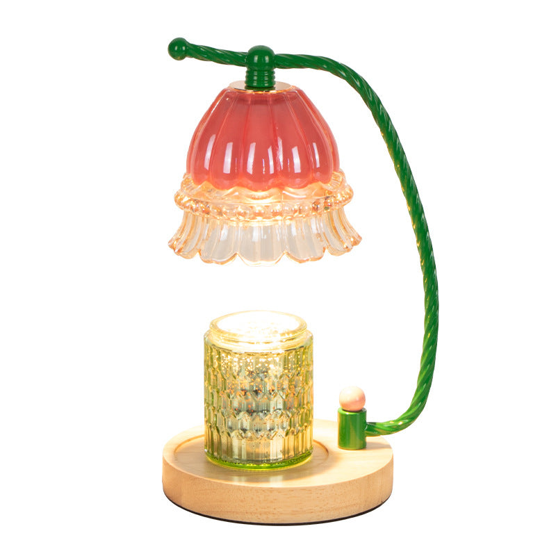 Cylinder Bellflower Disc Wood Table Lamp
