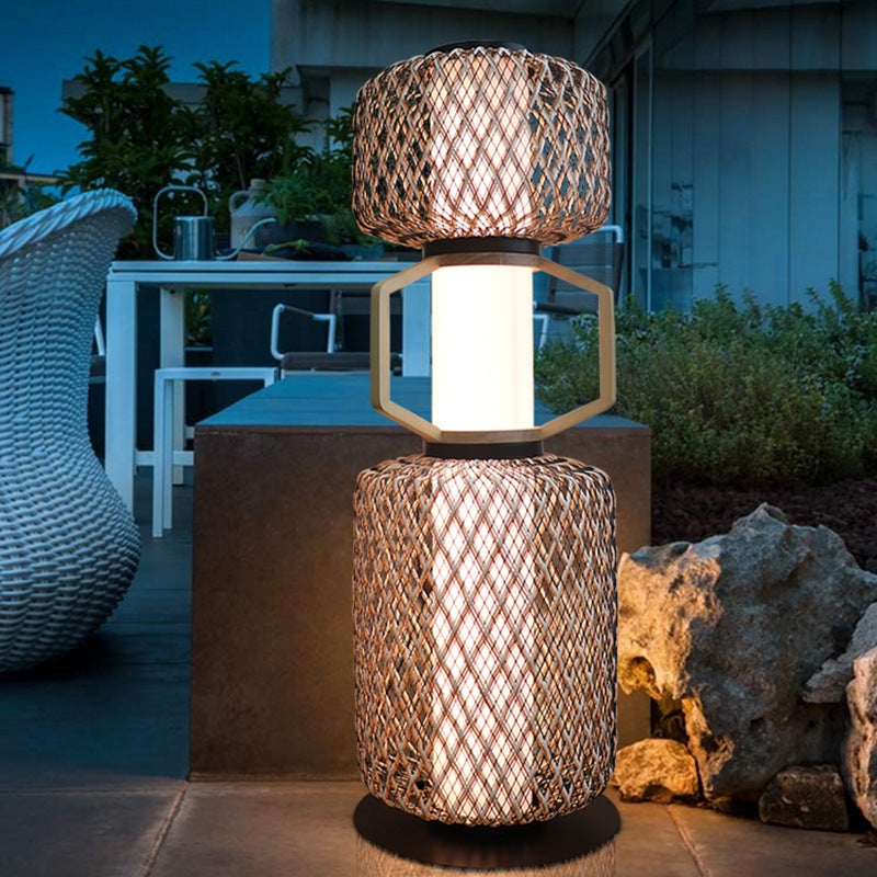 Cylinder Lantern Mesh Iron Floor Lamp