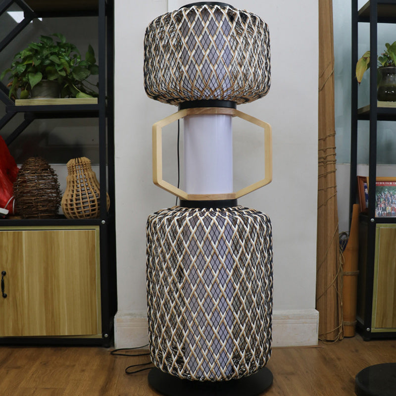 Cylinder Lantern Mesh Iron Floor Lamp