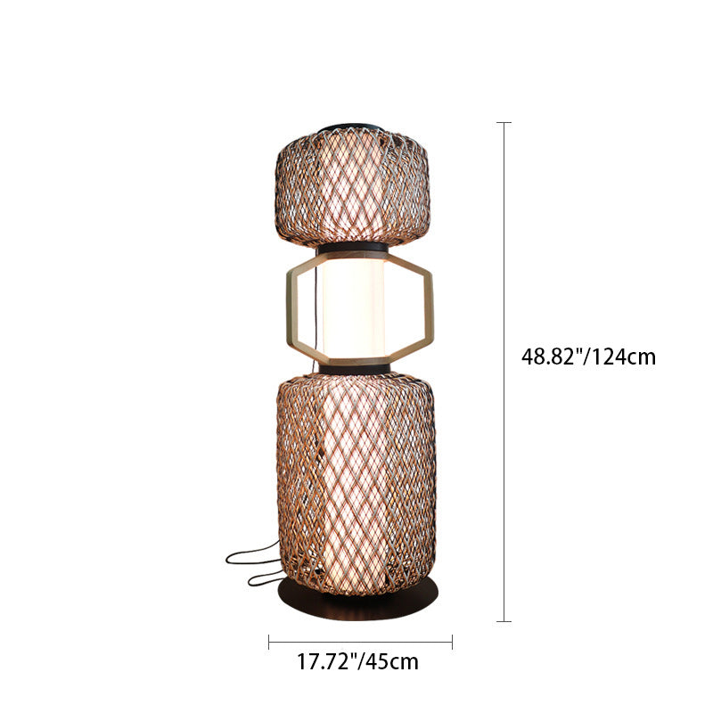 Cylinder Lantern Mesh Iron Floor Lamp