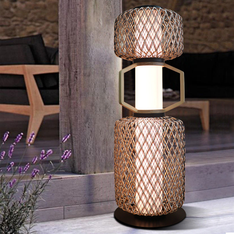 Cylinder Lantern Mesh Iron Floor Lamp
