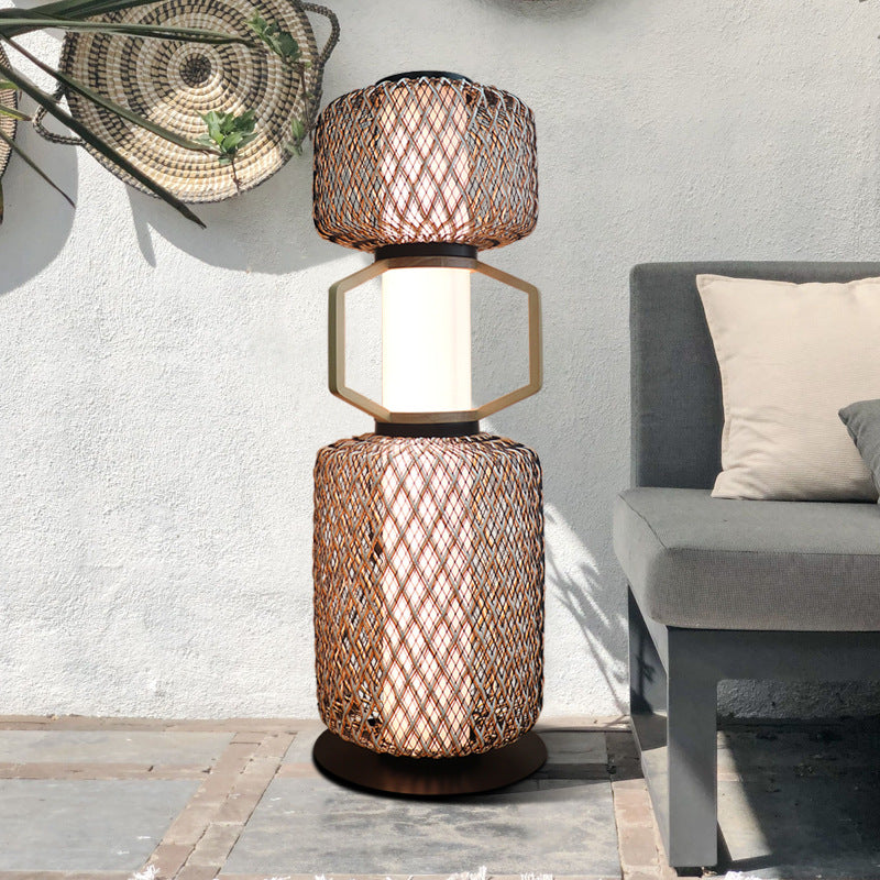 Cylinder Lantern Mesh Iron Floor Lamp