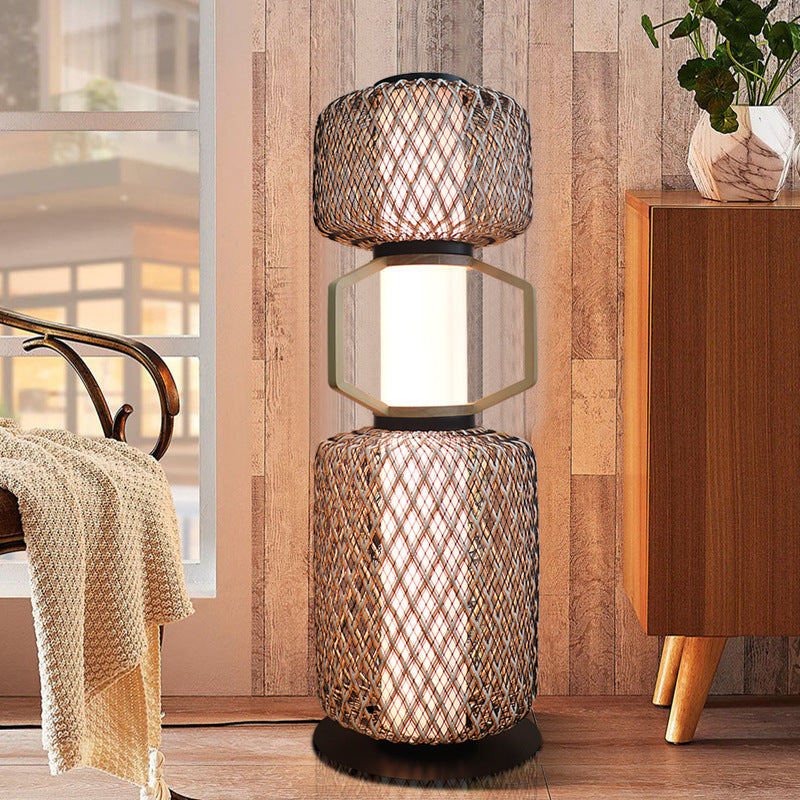 Cylinder Lantern Mesh Iron Floor Lamp