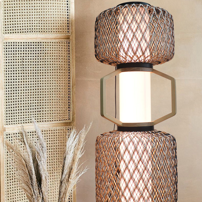 Cylinder Lantern Mesh Iron Floor Lamp