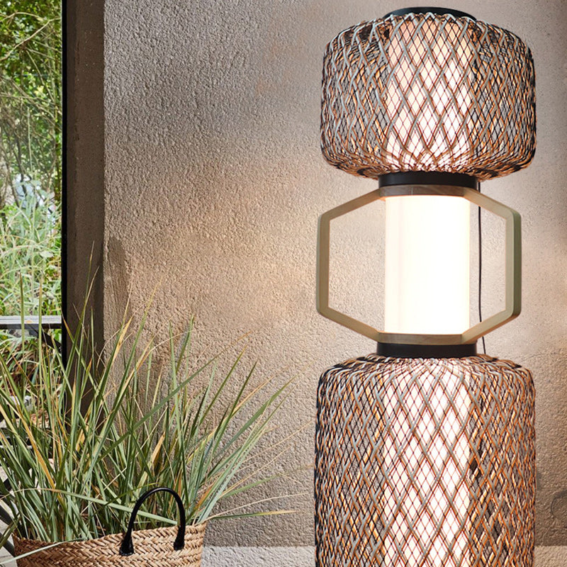 Cylinder Lantern Mesh Iron Floor Lamp